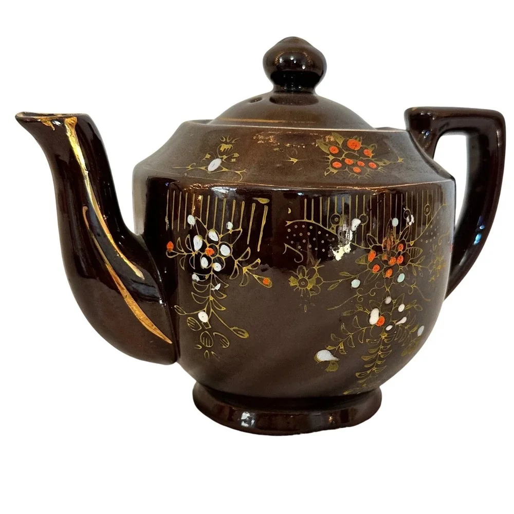 Vintage Unbranded Teapot  Small Brown Good Moriage Hand Painted Made in‎ Japan